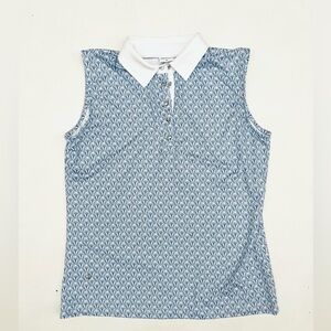 Daily Sports sleeveless golf polo blue scalloped with rhinestones size medium